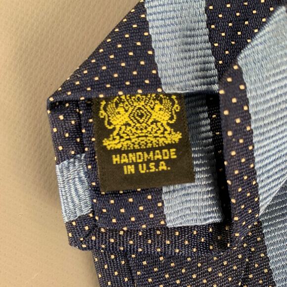 OXXFORD CLOTHES Navy Blue Diagonal Stripe Silk Tie - Picture 5 of 6